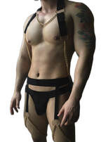 Full Body Elastic Harness with Chains & Jockstrap