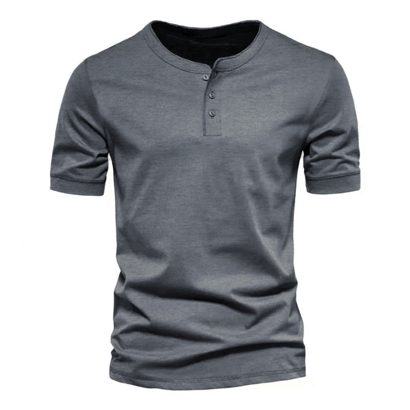 Mens Casual Crew-Neck Short-Sleeve Solid-Color T-Shirt