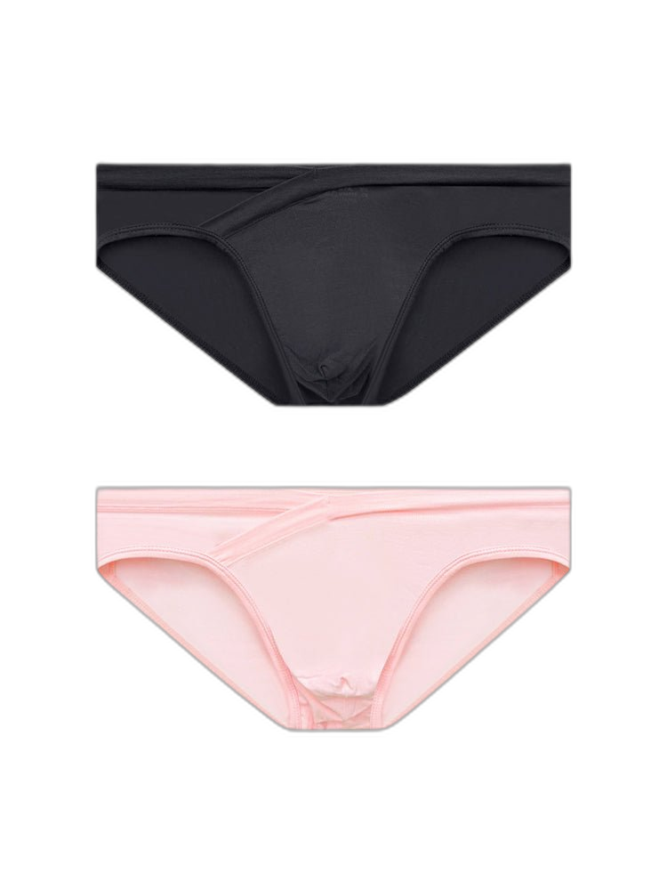 2 Pack Men's Ultra-Soft Modal Breathable Mesh Ice Silk Briefs