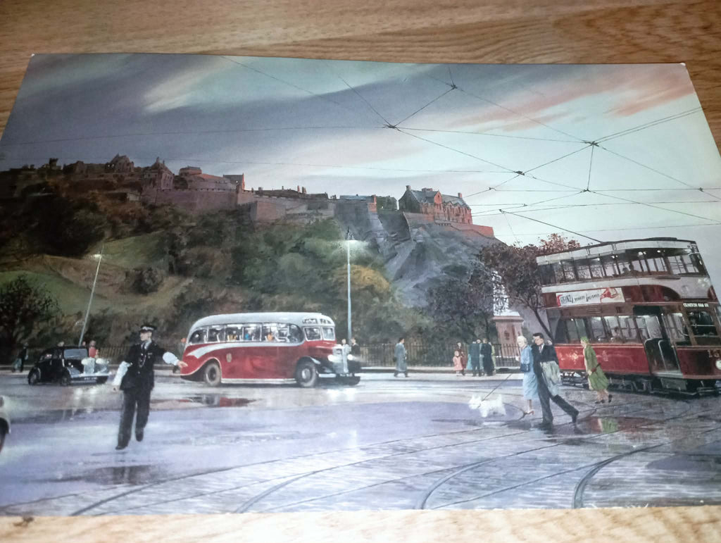 EDINBURGH CASTLE small PAINTED OLD TIME PICTURE