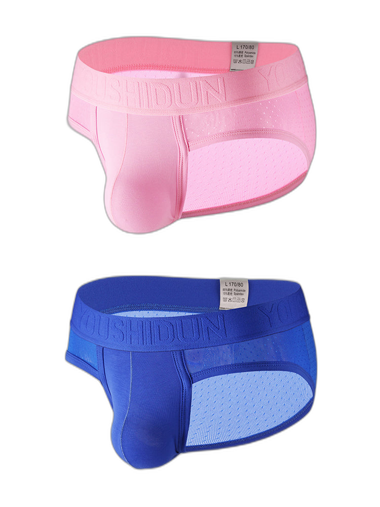 2 Pack Men's Low Rise Mesh Large Pouch U-convex Breathable Comfortable Briefs