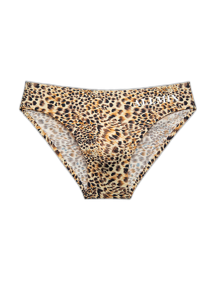 3 Pack ALLMIX Men's 3D Pouch Sexy Leopard Print Ice Silk Briefs
