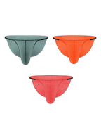 3 Pack Men's Low Rise Striped Camisole Briefs with Raised Pockets