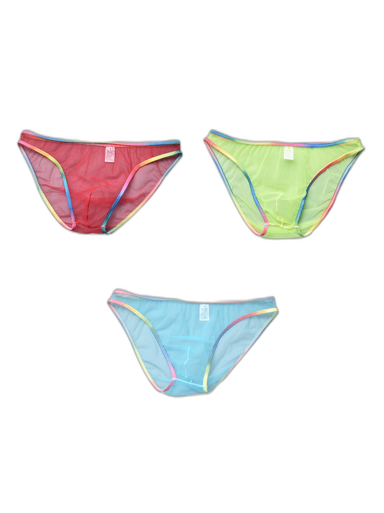 3-pack Men's Ultra-sheer Rainbow-edge Mesh Briefs