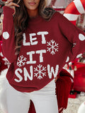 Women's Crew Neck Christmas Red Sweater