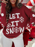 Women's Crew Neck Christmas Red Sweater