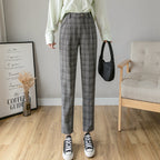 Women's New Spring And Autumn Plaid Casual Pants High Waist