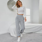 Simple Straight Casual Pants High Top Sports Fleece-lined Trousers