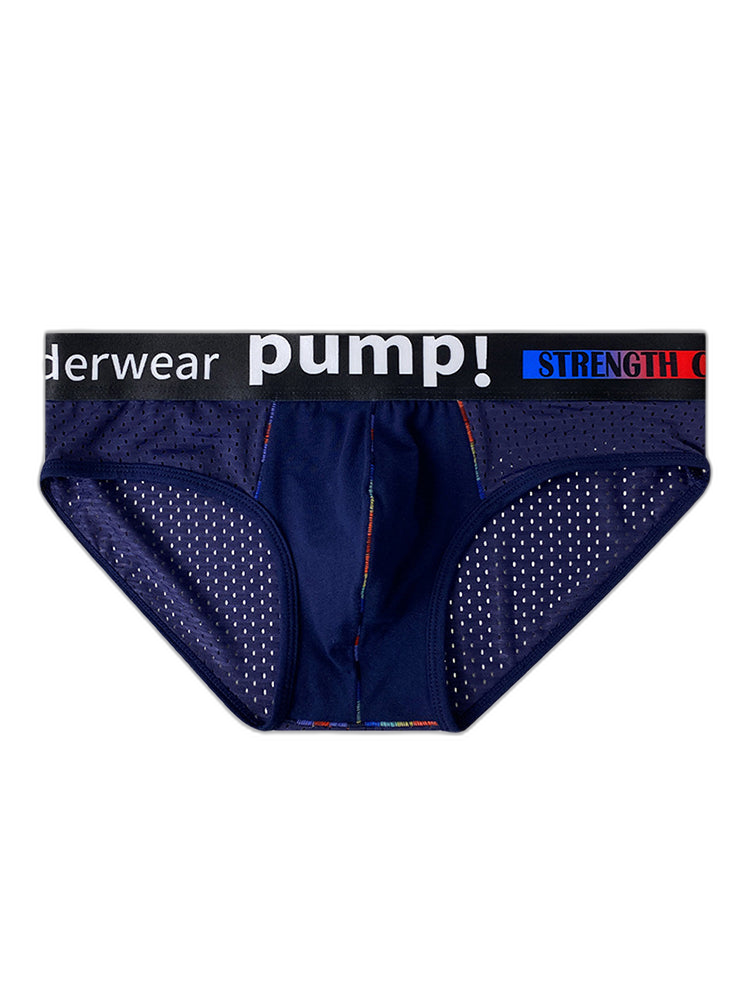 Men's Mesh Briefs With Colorful Spliced Lines