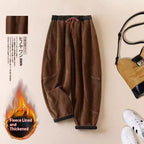 Women's Corduroy Fleece Lined Thick Harem Pants