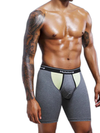 Dual Pouch Men's Long Legs Sports Boxer Briefs