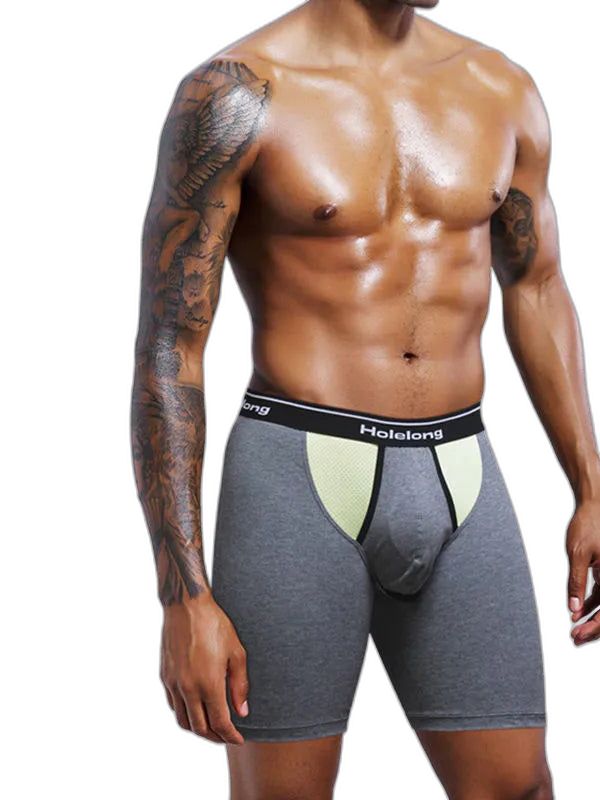 Dual Pouch Men's Long Legs Sports Boxer Briefs