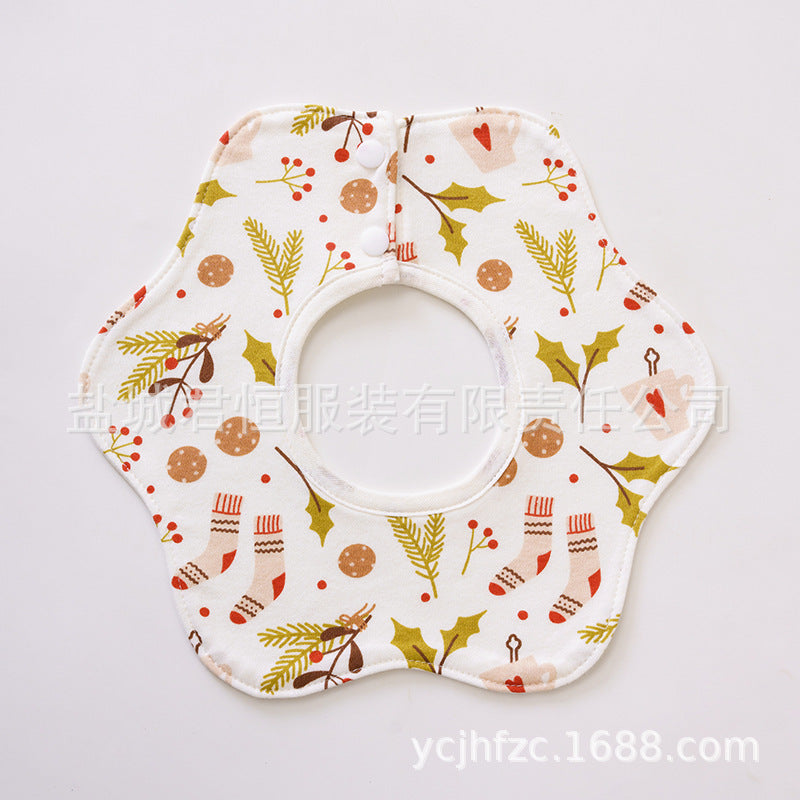 Pure Cotton 360° Rotatable Baby Bib - Petal-Shaped Drool Bib