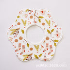 Pure Cotton 360° Rotatable Baby Bib - Petal-Shaped Drool Bib