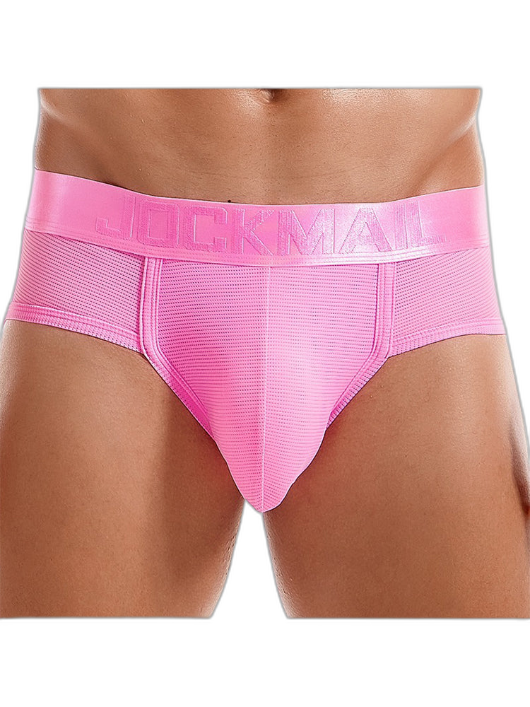 Men's Solid Color Mesh Breathable Sports Fitness Briefs