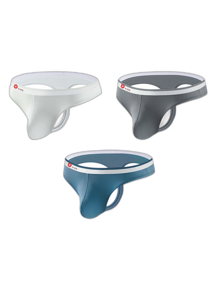 3 Pack Men's Ice Silk Sexy U-Shaped Pouch Kiss Thong
