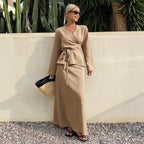 New Women's Casual Asymmetrical Lace-up Skirt Suit