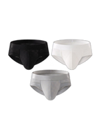 3 Pack Men's Cooling Silktech Briefs - U-Pouch Design & Checkered Antibacterial Lining