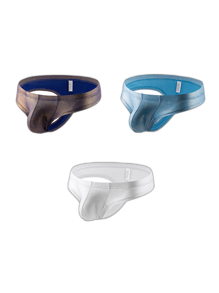 3 Pack Men's Sparkle Thongs in Solid Colors