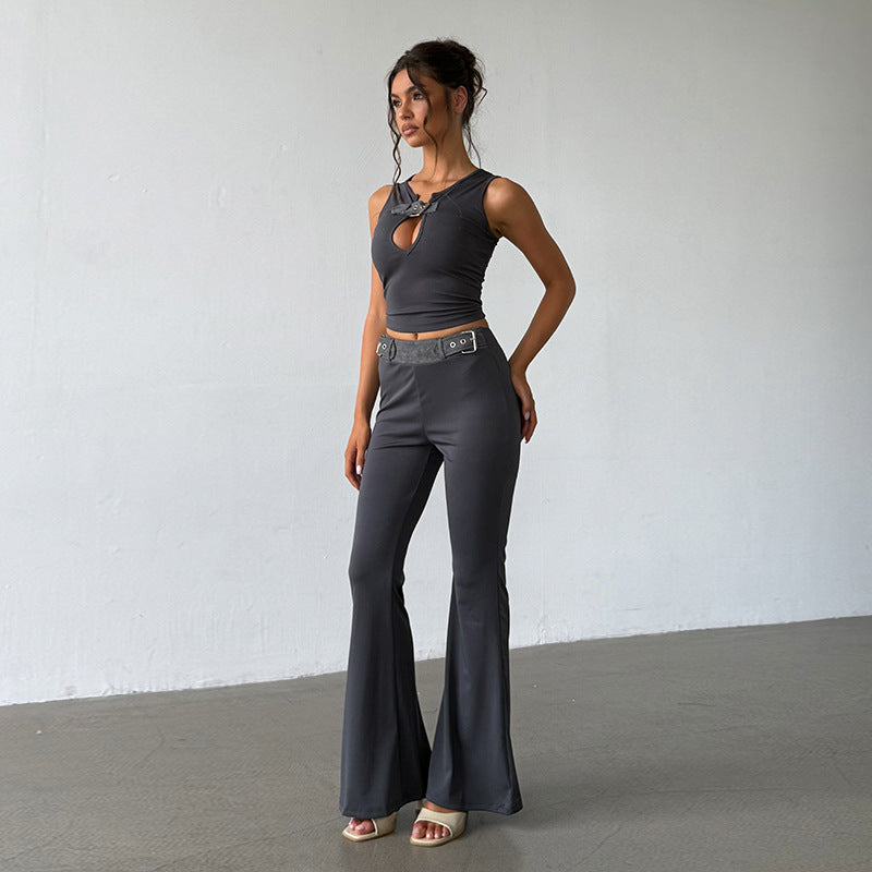 Sexy Hollow-out Sleeveless Tank Top With High Waist