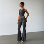 Sexy Hollow-out Sleeveless Tank Top With High Waist