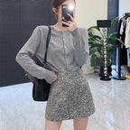 Women's Fashionable Beaded High-Waisted Sheath Skirt