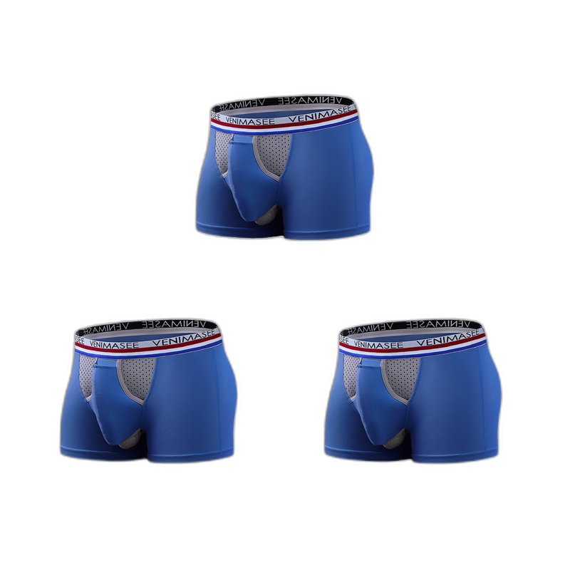 3 Pack Men's Breathable Divided Double Pouch Boxer Briefs