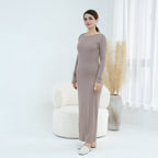 Plus-size Stretchy Long-sleeve Slip Dress