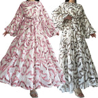 Chiffon Printed Maxi Dress With Beltstylish And Elegant