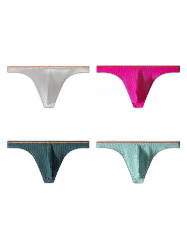 4 Pack Men's Low-Rise Solid Thongs with Reinforced Edging