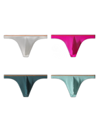 4 Pack Men's Low-Rise Solid Thongs with Reinforced Edging