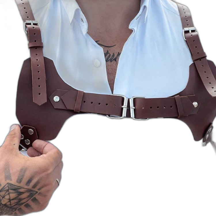 PU Leather Light Brown Chest Harness
