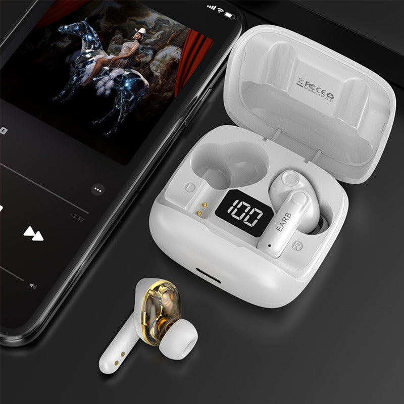 Premium Mini Transparent Wireless Earbuds - Bluetooth 5.3 ENC Noise Cancelling Headphones with Digital Display