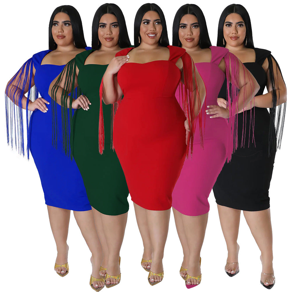 Sexy Tassel Sleeveless Elegant Figure-hugging Dress