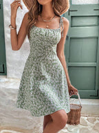 Women's Summer Floral Spaghetti Strap Beach Short Dress,Womens Dresses,Woman Clothing,Woman Clothes,Sundress,New In Dress