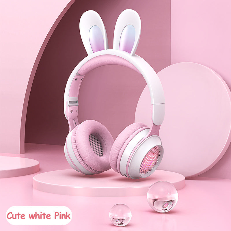 LED Rabbit Ear Wireless Headphones - RGB Light Up Bluetooth 5.0 Headset for Kids & Teens