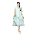 Women's Fashionable Chinese-style Retro Dress With Frog Buttons And Stand Collar