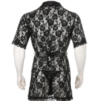 Genderqueer Transparent Lace Bathrobe & Thong Set