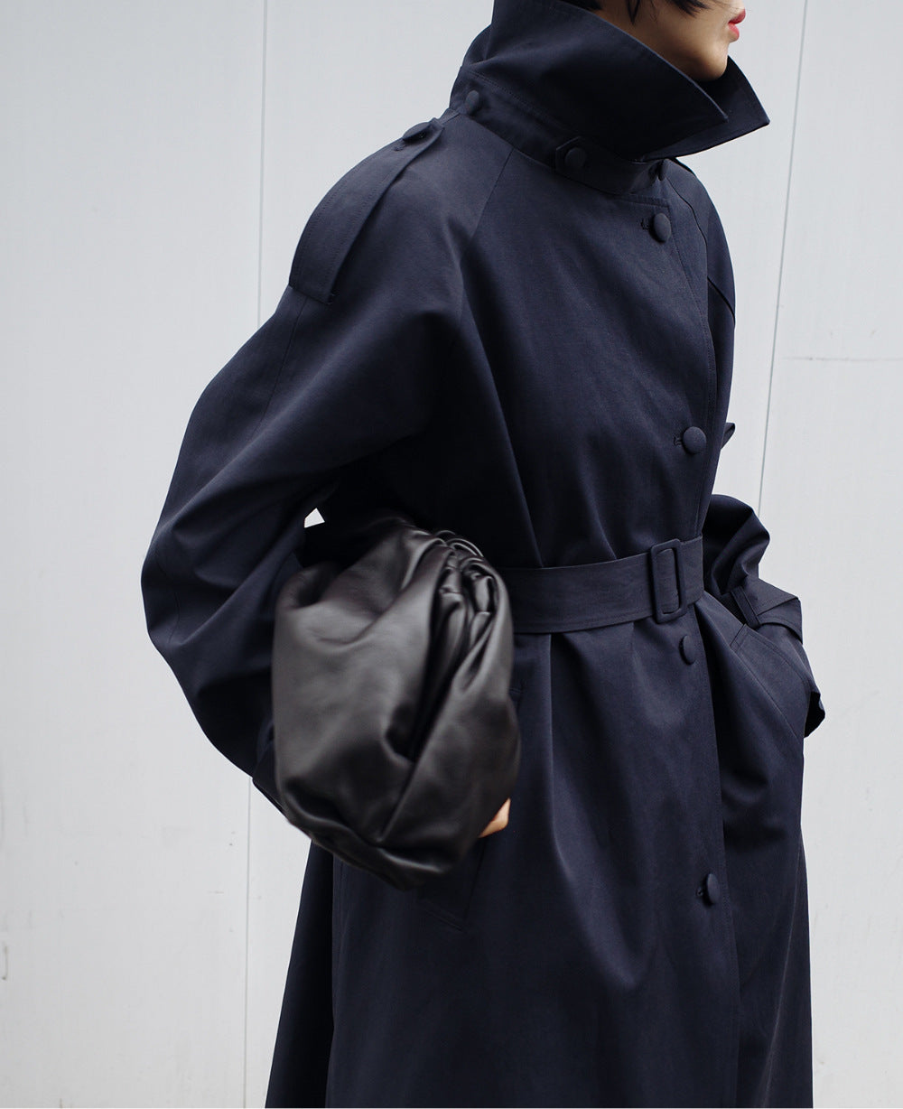 Women's Solid Color Spring And Autumn Korean Style Simple Mid-length Trench Coat