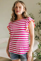 Rose Red Striped Blouse Women UK | Casual Summer