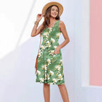 Female Versatile Sleeveless Printed Dress Spring And Summer