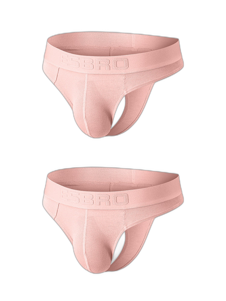 2 Pack Men's Ribbed Butt-Lifting U-Pouch Sexy Thong