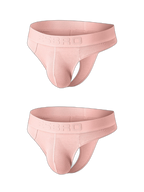 2 Pack Men's Ribbed Butt-Lifting U-Pouch Sexy Thong
