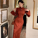 Women's New Chinese-style Jacquard Red Modified Cheongsam Dress