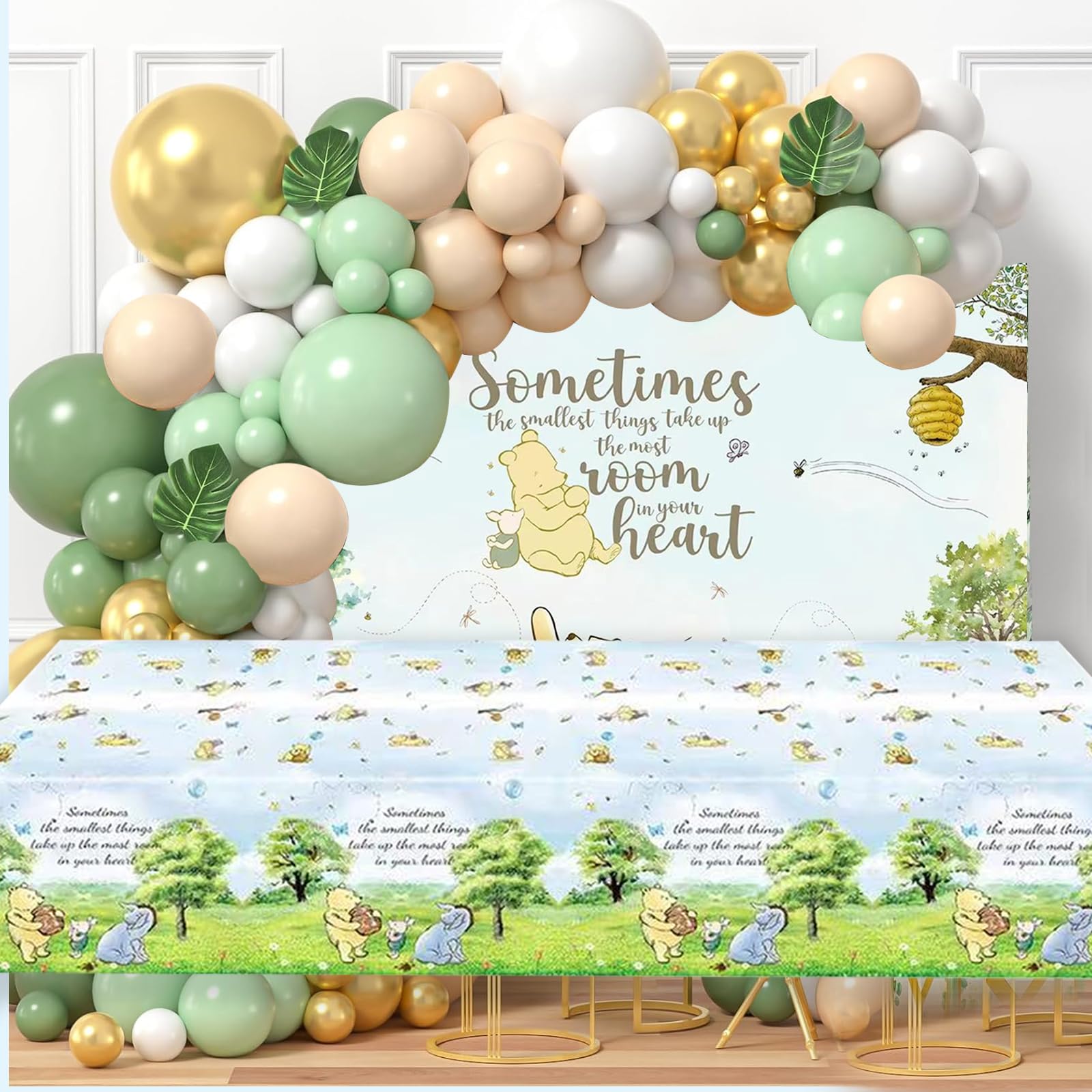 B4b3e 3Pcs Blue Winnie Tablecloth – 54x108in Baby Shower & Birthday Decor