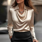Collared Long-Sleeve Shirts Fashion Commuter Solid Color Blouse Casual Business Tops Women's Clothing