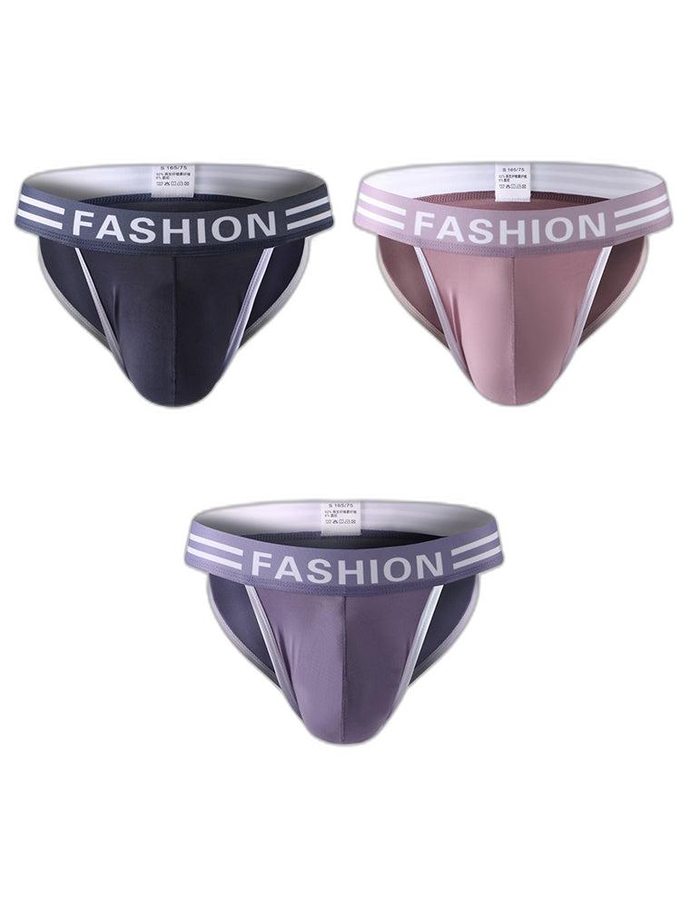 3 Pack Men's High-Cut Sexy Comfortable U-Convex Breathable Briefs