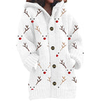 Women's Faux Wool Sweater Loosefit Jacquard Hooded Jacket