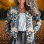 Women's Retro 3D Digital Print Cardigan Sweater Coat