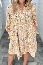 Women's Casual Loose Floral Long Sleeve Dress